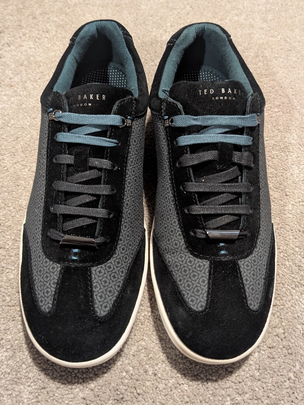 Ted Baker Men's Black & Teal Accent Suede Keifer Low-Top Sneakers